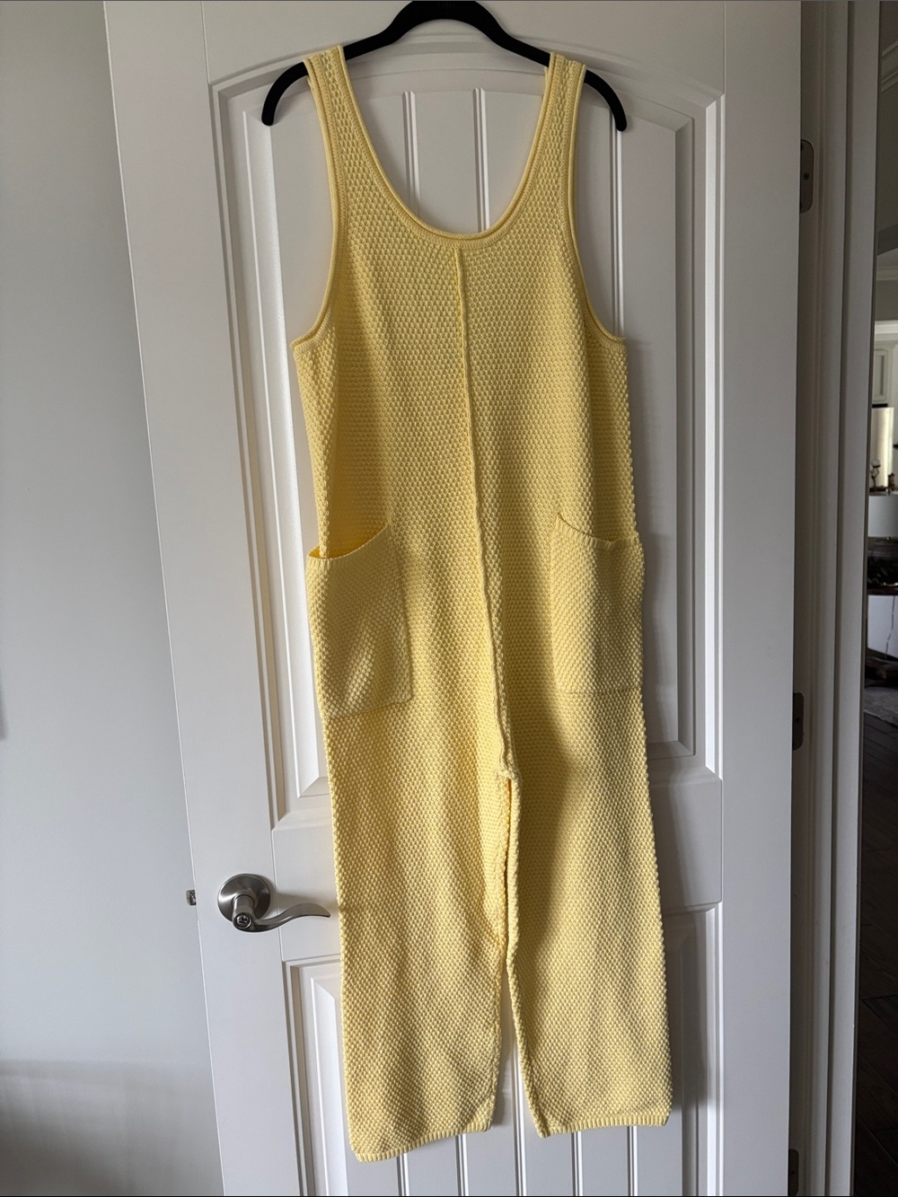 Free People Pale Yellow Hailee Knit Sleeveless Wide-Leg Jumpsuit